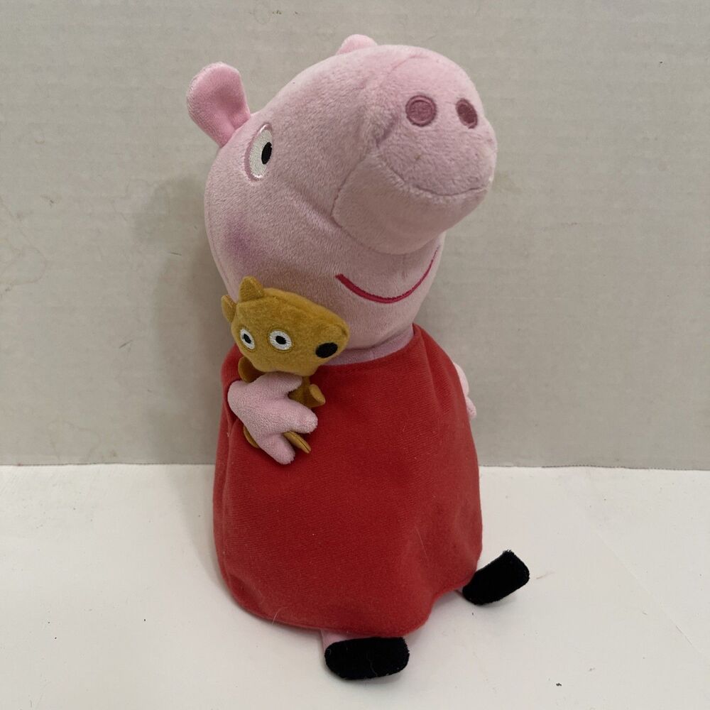 Ty Buddies Peppa Pig Plush 8” Stuffed Animal Nick Jr Cartoons Holding Lovey Toy